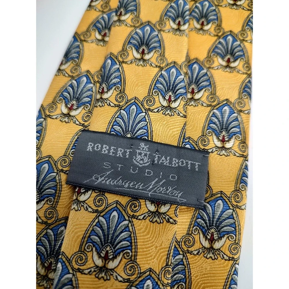 Robert Talbott Studio Men's Tie 100%‎ Silk Necktie USA Designer Gold